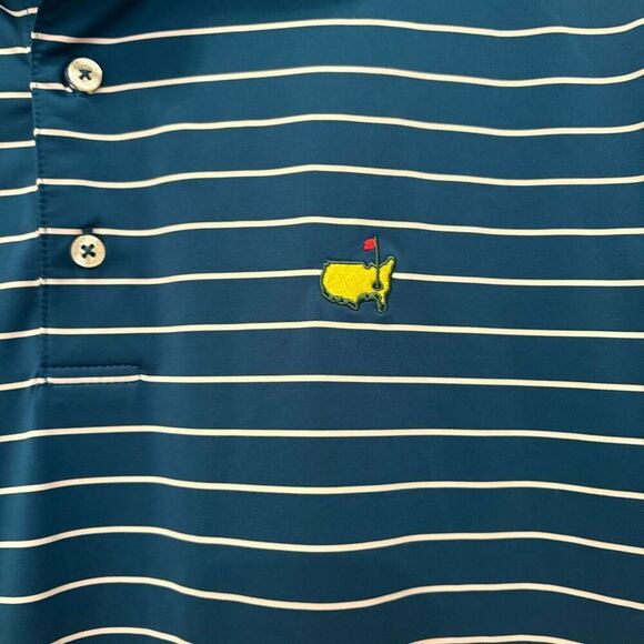 Masters Tech Golf Polo Shirt Stripe Size M Stretch Performance Fabric - Picture 4 of 8